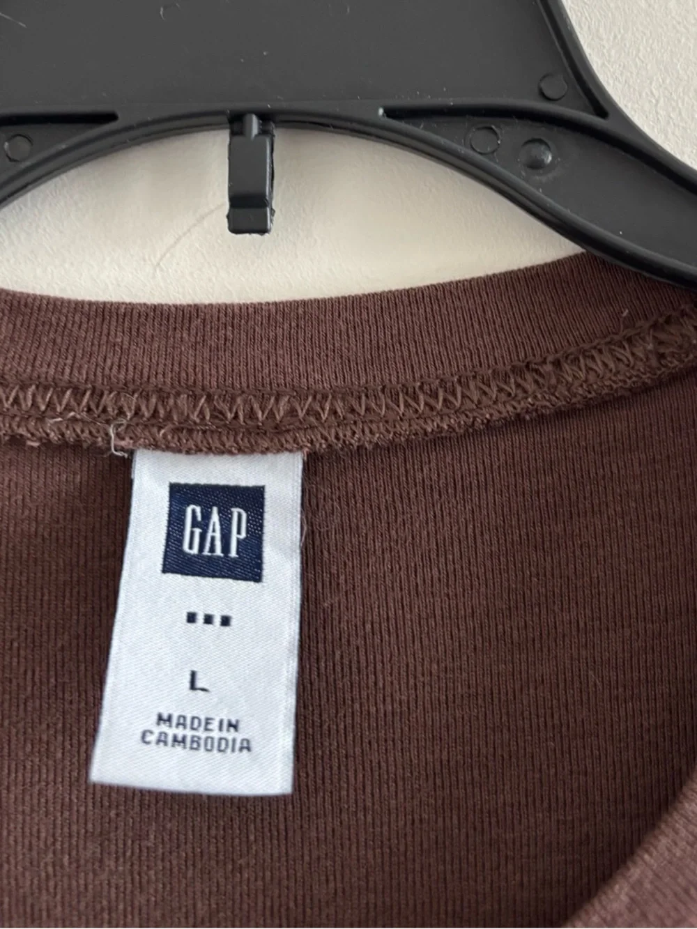 Y2K GAP T-Shirt Brown Gold Logo Cotton Short Sleeve Basic Women L Casual Classic - Picture 4 of 10